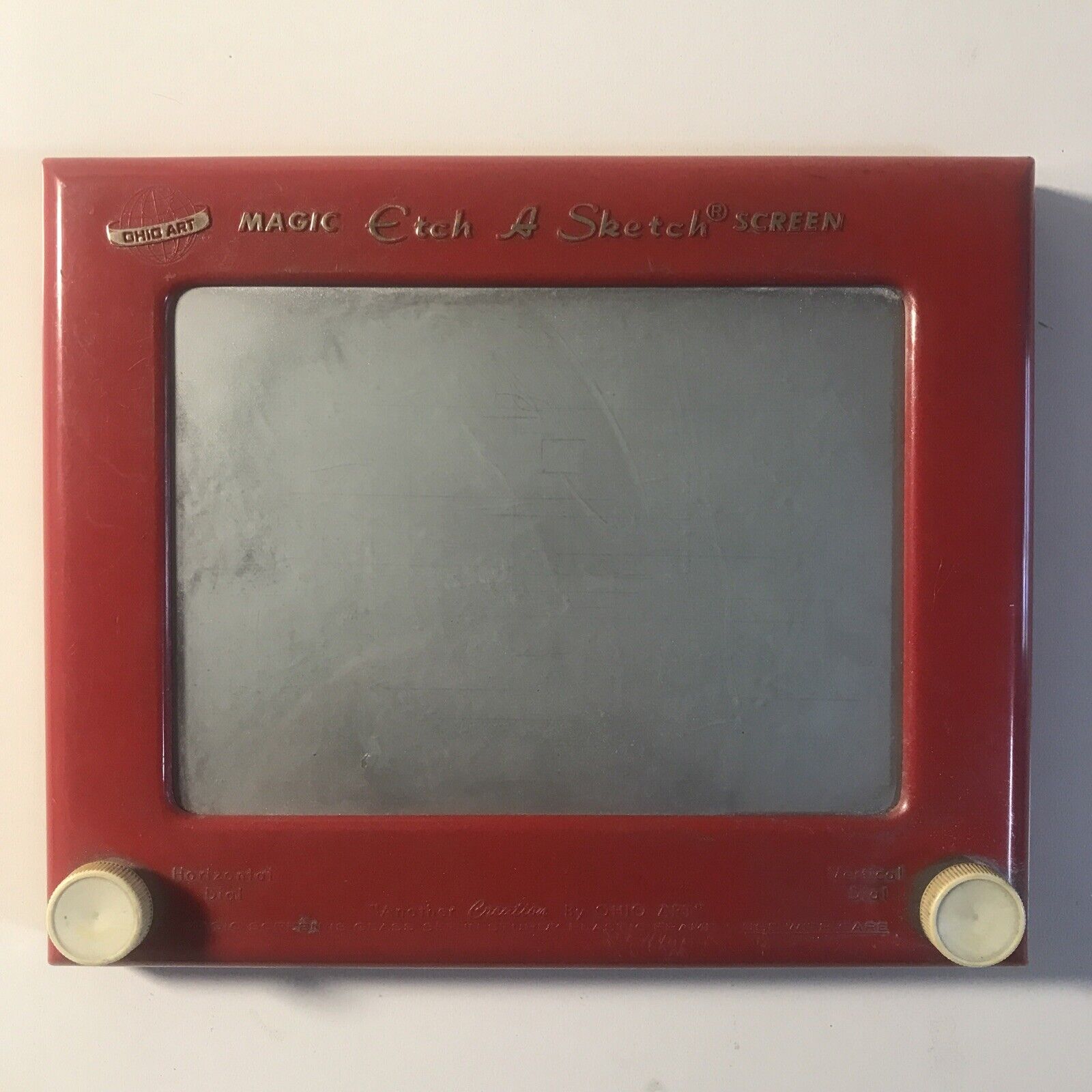 Vintage Etch A Sketch #505 Ohio Art Co. Magic Screen Red Frame Faint But Works
