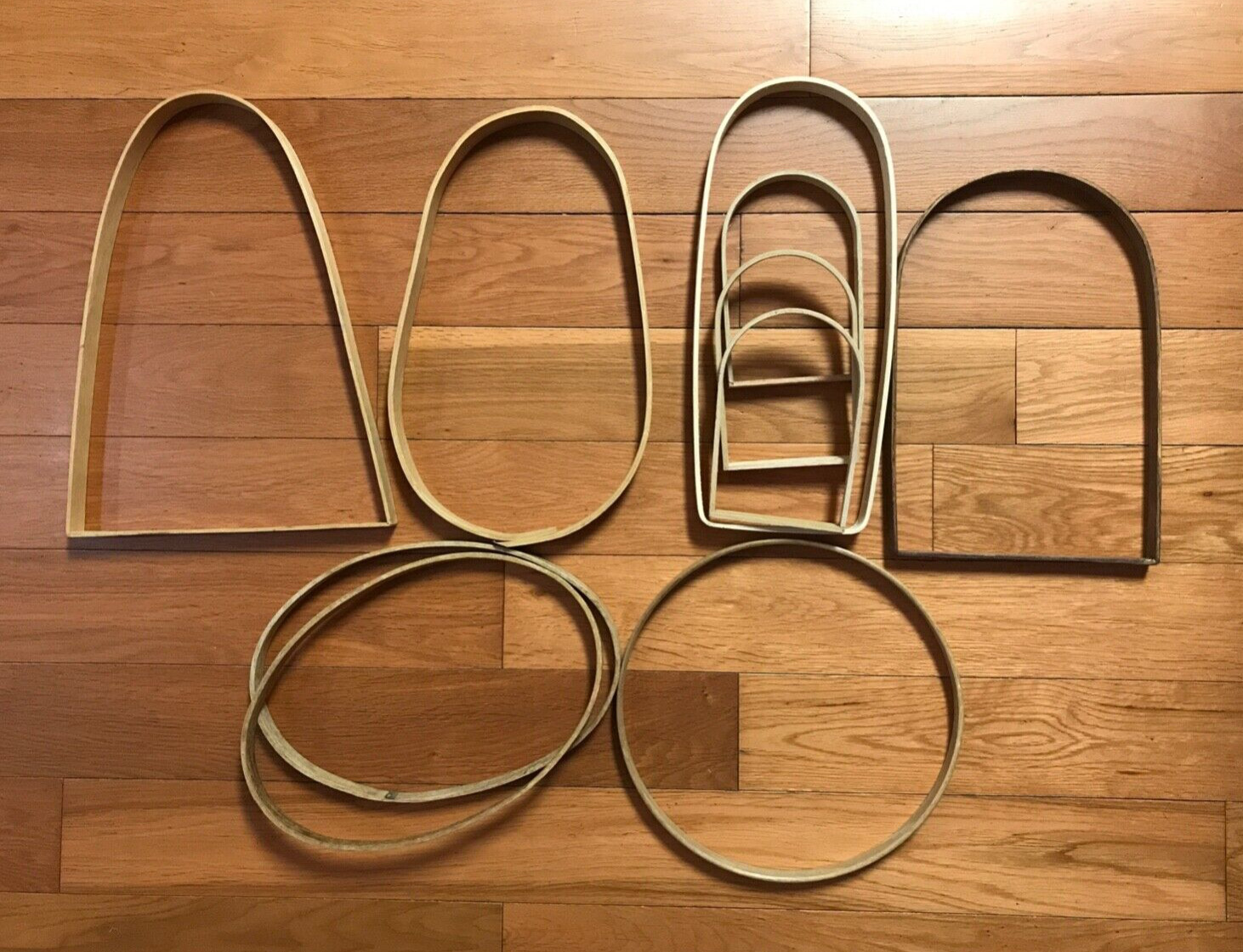 Basket Weaving Supplies Lot Of 10 Handles Hoops Natural Oak Baskets 3/4" & 5/8"